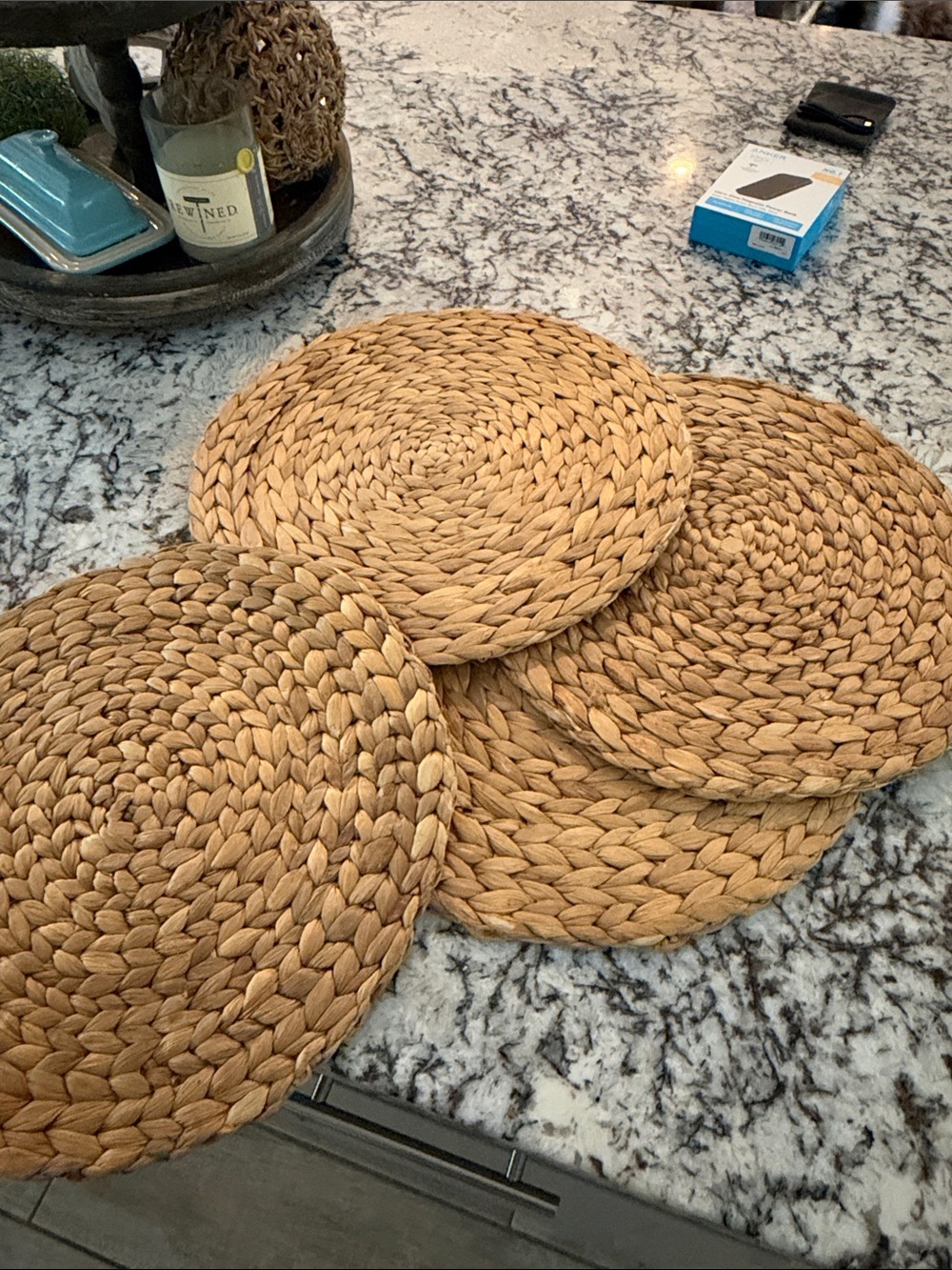Woven Natural Seagrass Round Placemat - Brown Charger Rattam | Set of 4 - Picture 5 of 5